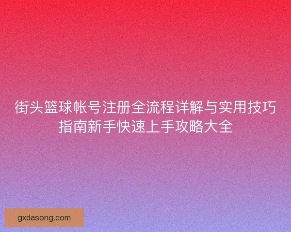 街头篮球帐号注册全流程详解与实用技巧指南新手快速上手攻略大全
