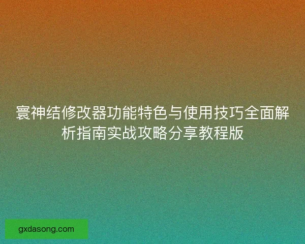 寰神结修改器功能特色与使用技巧全面解析指南实战攻略分享教程版